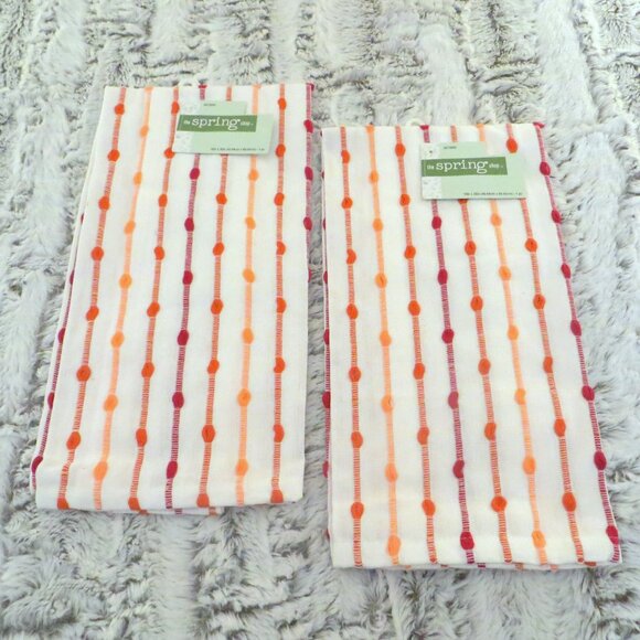 Multicolor Woven Boho Hand Towels Set Of 2 New - Picture 1 of 5